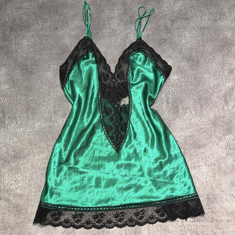 Vintage Victorias Secret Gold Label Emerald Slip Dress